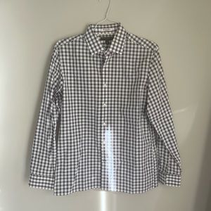 BANANA REPUBLIC Size-Medium Black/White Checker Slim Fit Long Sleeve